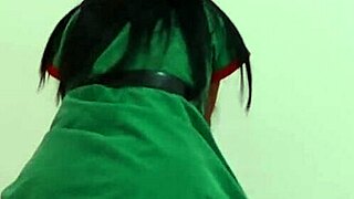 Feeling festive as I celebrate Christmas in my suit, little 18+ taking off clothes while dancing sexy on the desk with horny milf brunette.