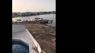 Teasing blonde teen 18+ in bikini on spring break holiday