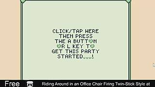 Riding around in office chair firing twin-stick style at erotic comedy twins