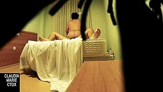 hidden cam records fat woman oral sex