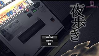 Exhibitionist girl exposes herself during night walk in hentai