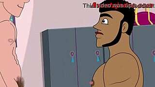 Brazilian gay cartoon pornstar feels intense pleasure at the gym.
