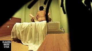 hidden cam records fat woman oral sex