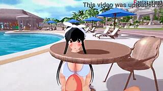 Yor Forger curte o tempo na piscina de biquíni em POV