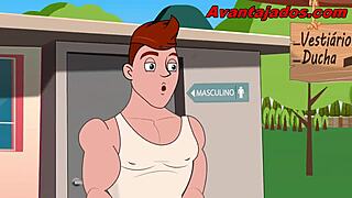 Brazilian gay cartoon pornstar feels intense pleasure at the gym.