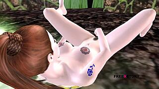 Cute Girl Laying on Floor Rubbing and Fingering Pussy in 3D Cartoon