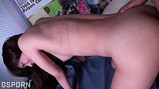 Japanese brunette amateur bent over in doggystyle taking expert cock