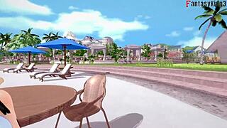 Yor Forger enjoys pool time in bikini POV.