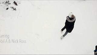 couple having hardcore sex after snow play.