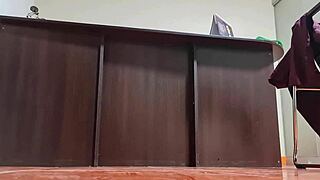 hidden camera catches nataly delpech in lingerie at work