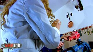 Hot Blonde MILF Double Penetrated by Two Workers