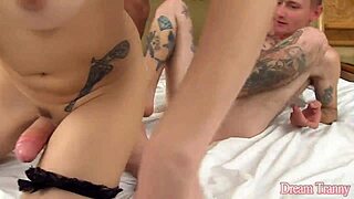 Cock hungrey trans slut Danny Bendochy takes two cocks