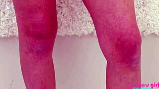 Charming blonde girls tease each other in a casting interview with father in law and mother in law present