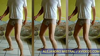 look at alejandro mistral dancing in wet underwear