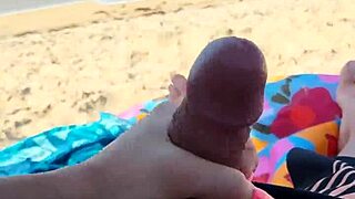 getting him off with a hot blowjob on public beach. pure thrill!