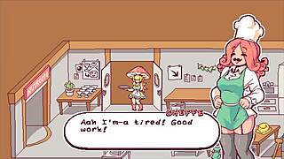 Futanari di funghi futa hentai game ep 4 kinky waitress is putting cum over the pizza