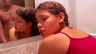 Found my stepsister in underwear, fucked her hard in the bathroom! 😈