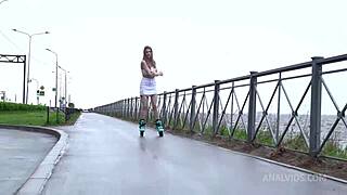 Amanda Clarke roller girl takes balls deep anal pounding