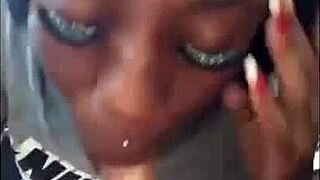 ebony chick sucks white dick sloppy