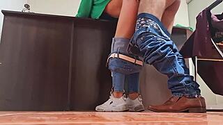 hidden camera catches nataly delpech in lingerie at work