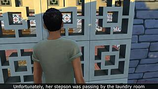 stepson bangs stepmom stuck in washing machine hard!