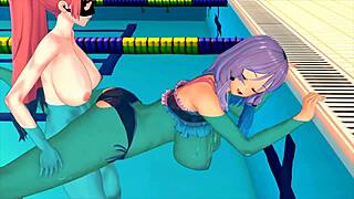 Asian Girl Moans In 3D Hentai Swimming Game With Cumshot Action