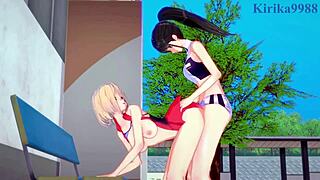 Chisato Nishikigi and Takina Inoue's Intense Futanari Lesbian Sex