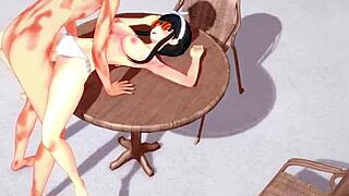 yor forger in bikini at pool in 3d fantasy