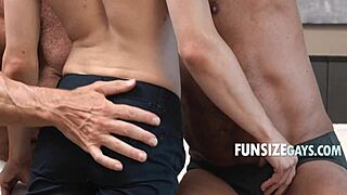 tiny twink austin gets used by two hunks in hardcore threesome, kissing and riding monster cocks 😍