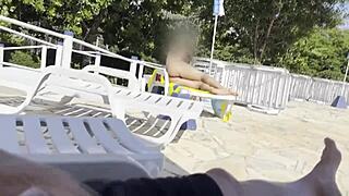 She Caught Me Jerking Off And Helped Me Cum By Public Pool