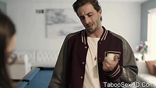 Brunette girl fucks football player.