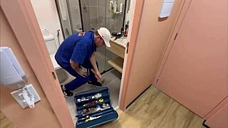 Brazilian technician receives blowjob from young man