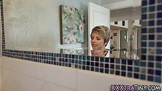 Look At This Petite Teen's Pussy Plowed By Big Cock!