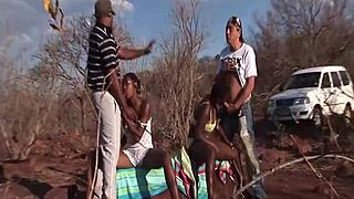 wild african safari turns into steamy sex orgy with shy amateurs
