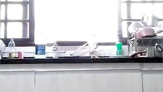 Washing the Sink in Panties at Father-in-Law's House