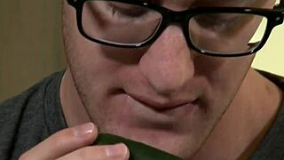 Twink Scotty Blake boldly masturbates with cucumber in ass