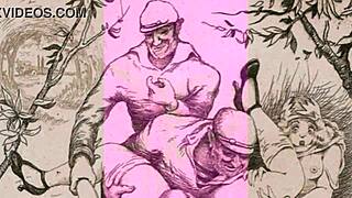 Vintage erotisk illustrasjon av anime hentai