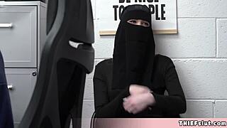Cute muslim chick tried to conceal stolen stuff under her clothes?