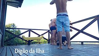 i'm loving this wild balcony bang with curvy redhead amateurs