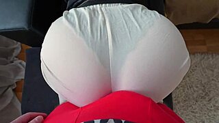 Stepsister shows off her curvy figure in see-through panties at home