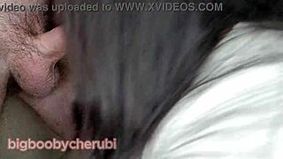 Asian teen 18+ in bikini sucks cock, massive tits straining