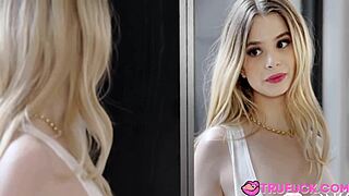 Horny petite 18+ Molly Little begs stepbrother Oliver Flynn for cum inside her tight hole.