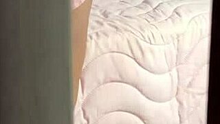 Spying on Brunette Stepsister Through Door