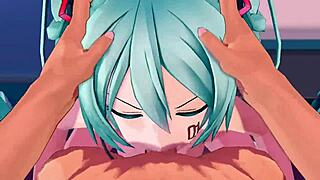 miku blowjob animation created by nubilia in 3d cartoon style