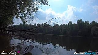 We felt so exposed when noticed during our risky outdoor fuck by the river bank with alisa lovely
