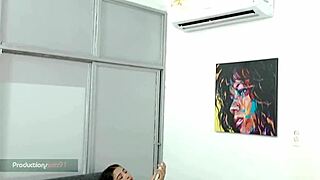 colombian cheats with technician in shaved big ass scene