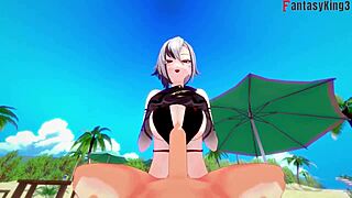 arlecchino feels so good fucking in bikini on beach