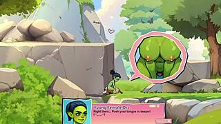 horny young 18+ female orc face-sits lucky boy in nature game 😈🌿