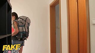 Fake hostel cheating boyfriend fucks teen backpacker.
