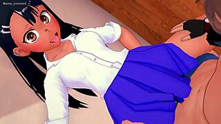 Nagatoro puts on her old uniform to play with a big toy in the uncensored adult version